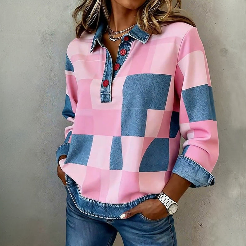 Marieke – Vintage sweatshirt med ternet mønster