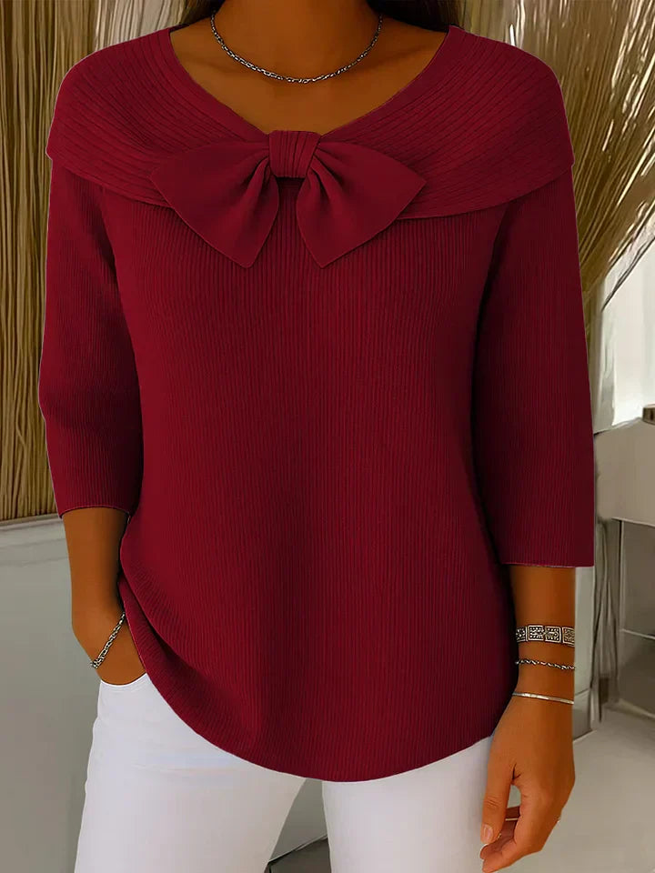 Mylie – Strikket Bluse med Rund Hals