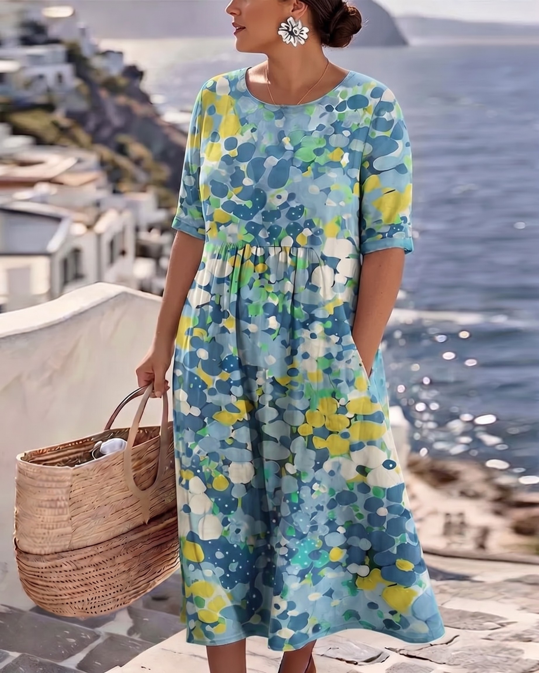 Elena™ | Elegant blomstret sommerkjole i midi-længde