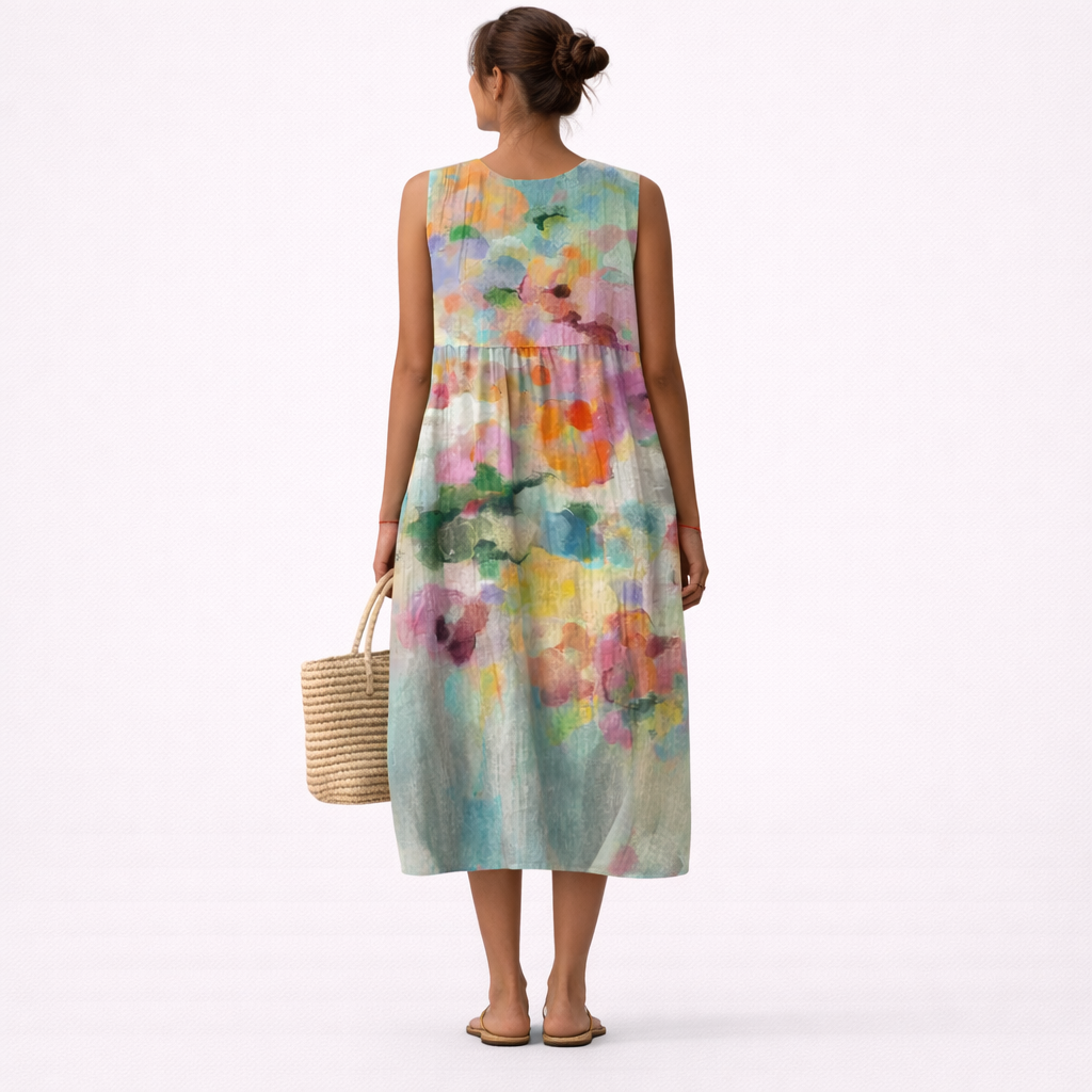 Carla™ | Elegant flerfarvet midi-kjole