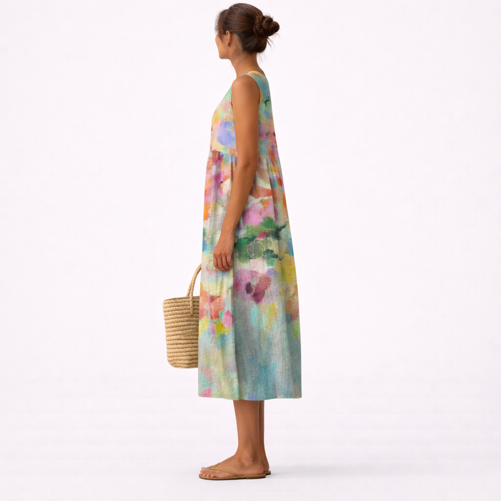 Carla™ | Elegant flerfarvet midi-kjole