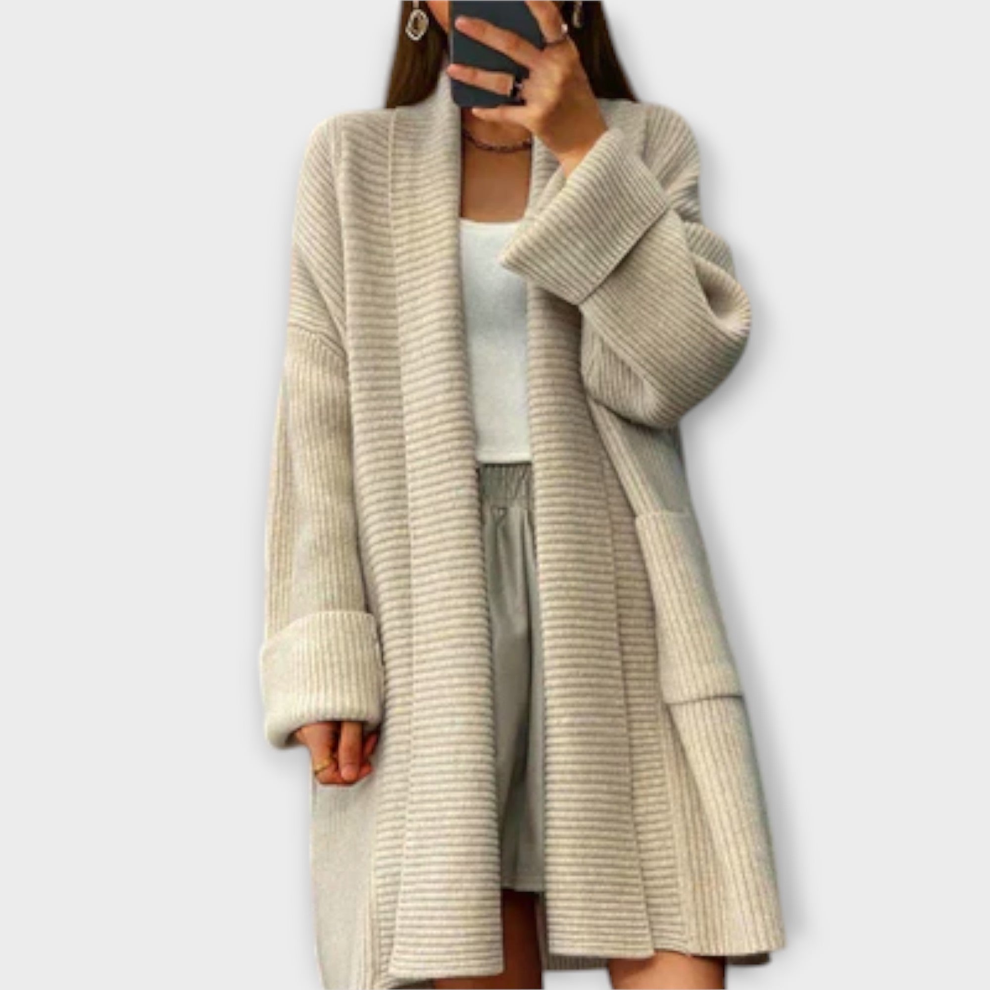 Femia™ - Elegant lang strikcardigan