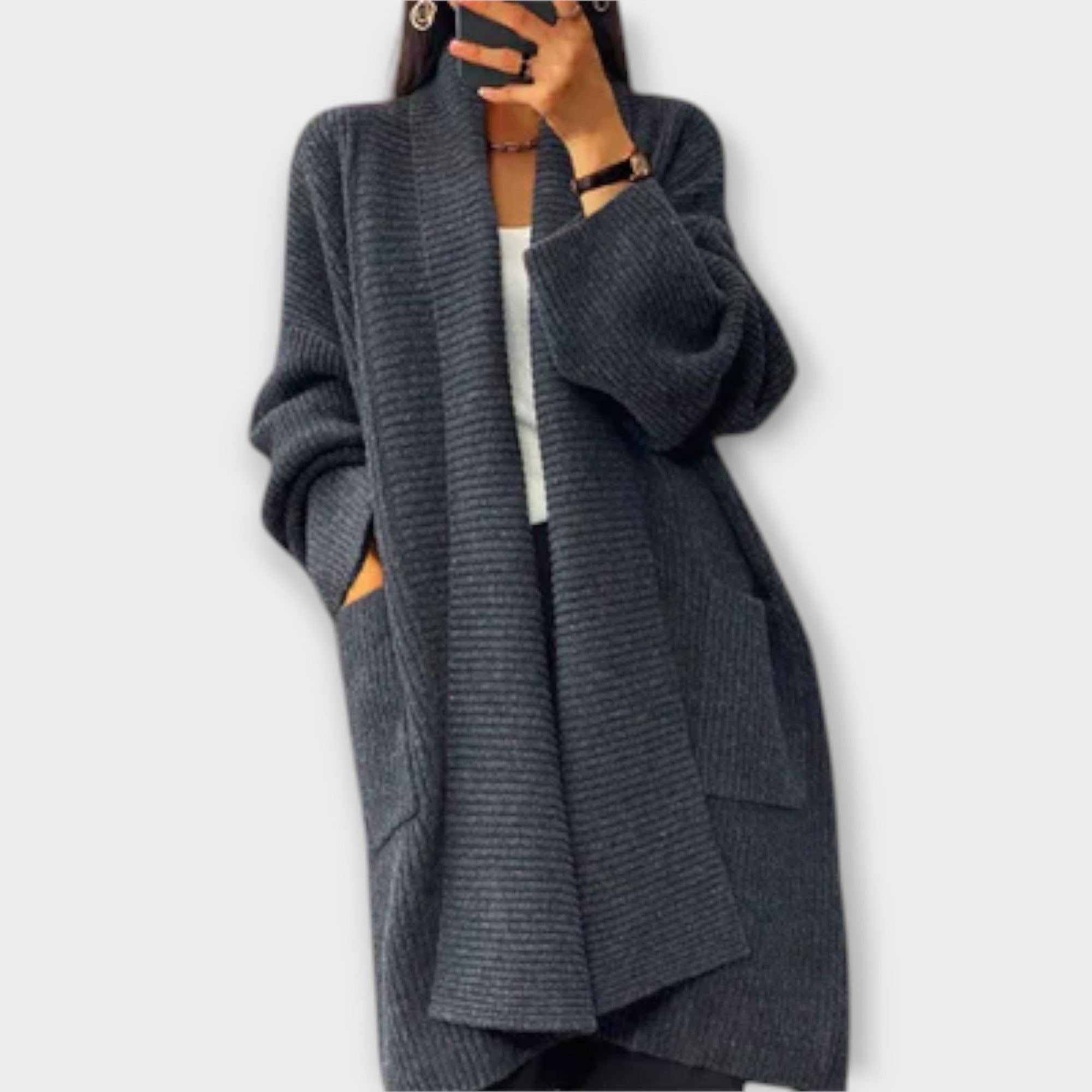 Femia™ - Elegant lang strikcardigan