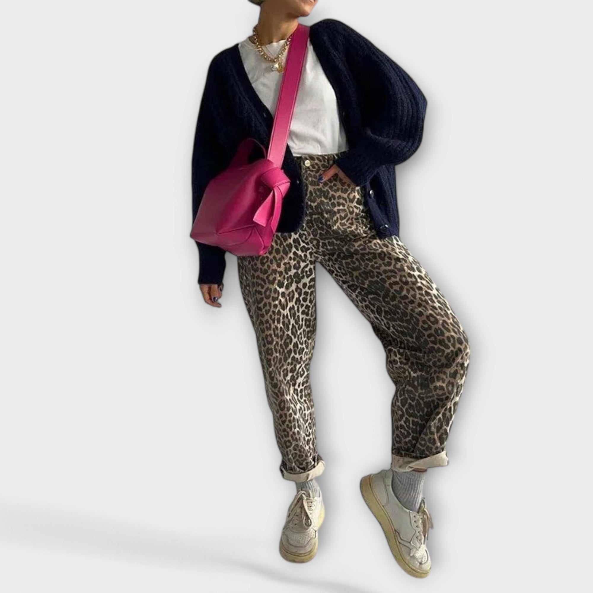 Macklyn™ - Vintage jeans med leopardmønster
