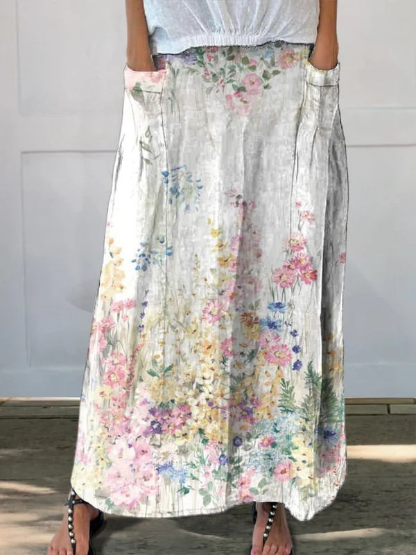 Roxane™ | Vintage-blomstret nederdel med botanisk mønster