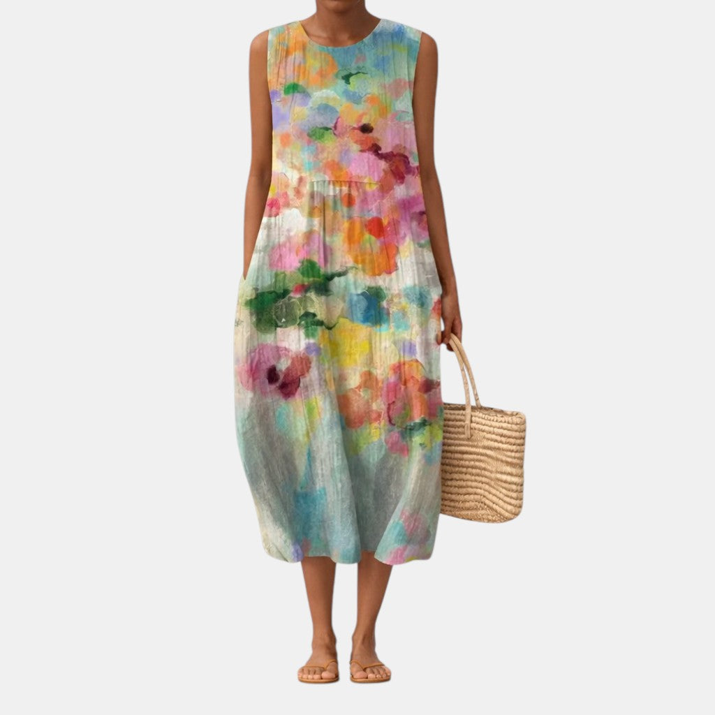 Carla™ | Elegant flerfarvet midi-kjole
