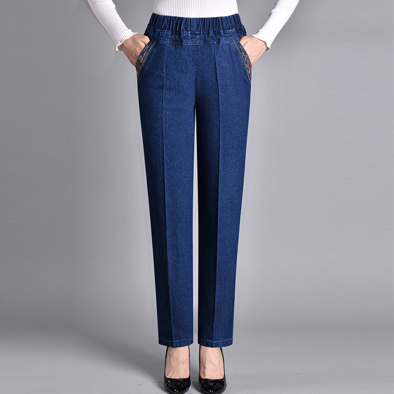 Vestiri® | Damejeans med sidelommer og elastisk talje