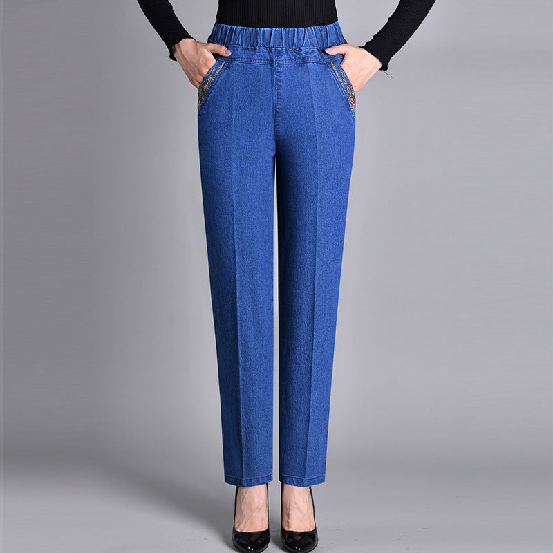 Vestiri® | Damejeans med sidelommer og elastisk talje