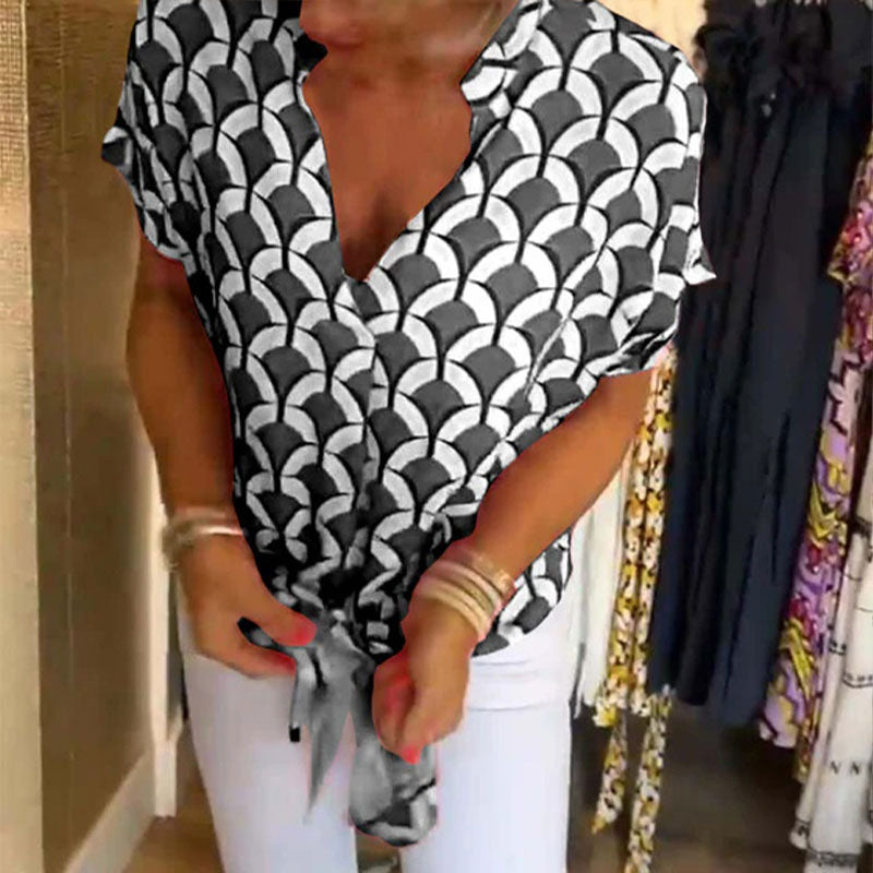 Estelle – Printet V-hals Casual Top