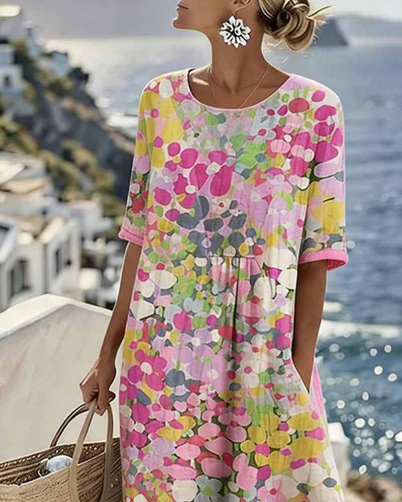 Elena™ | Elegant blomstret sommerkjole i midi-længde