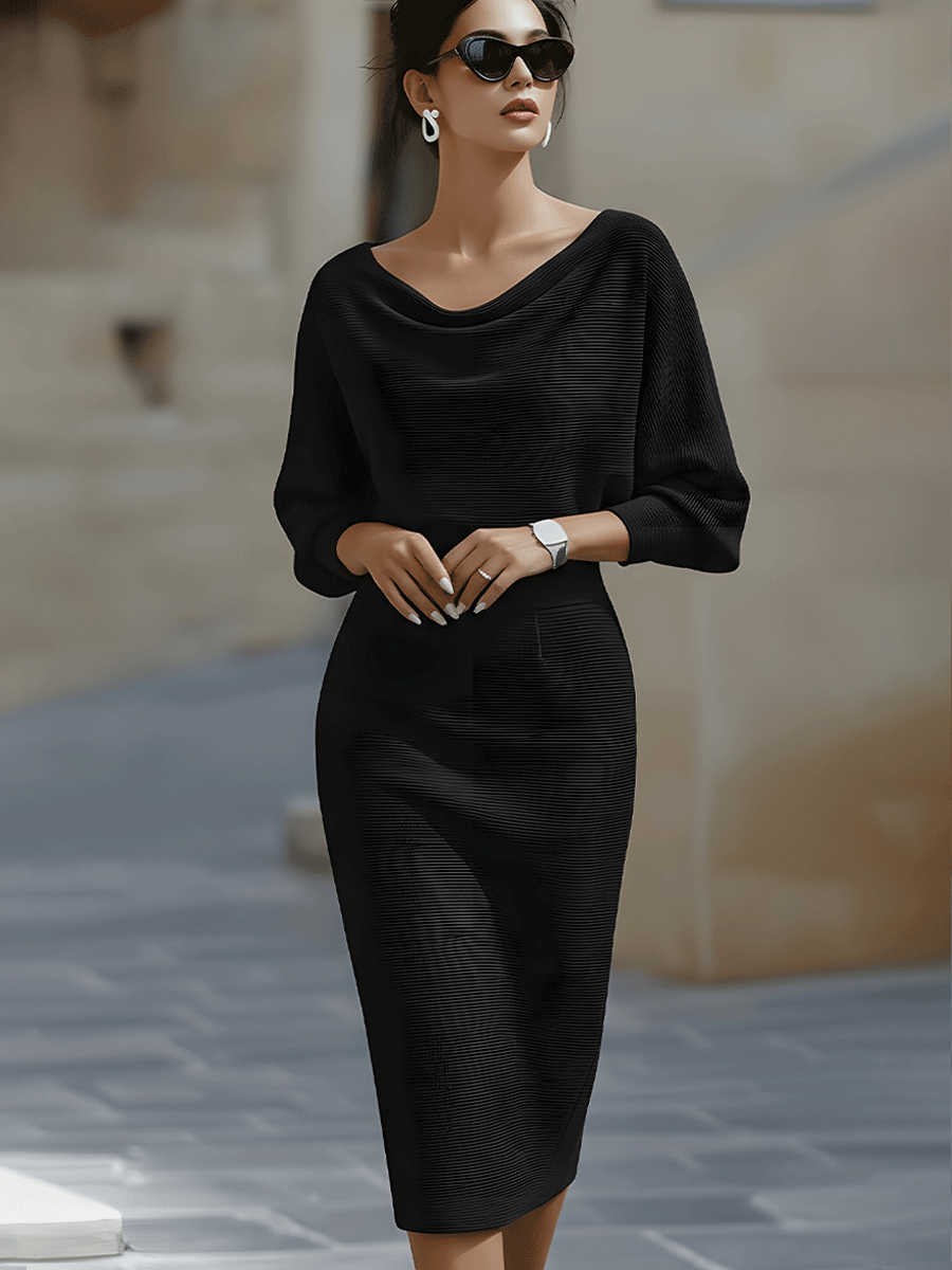 Amalia | Draperet midi-pencilkjole
