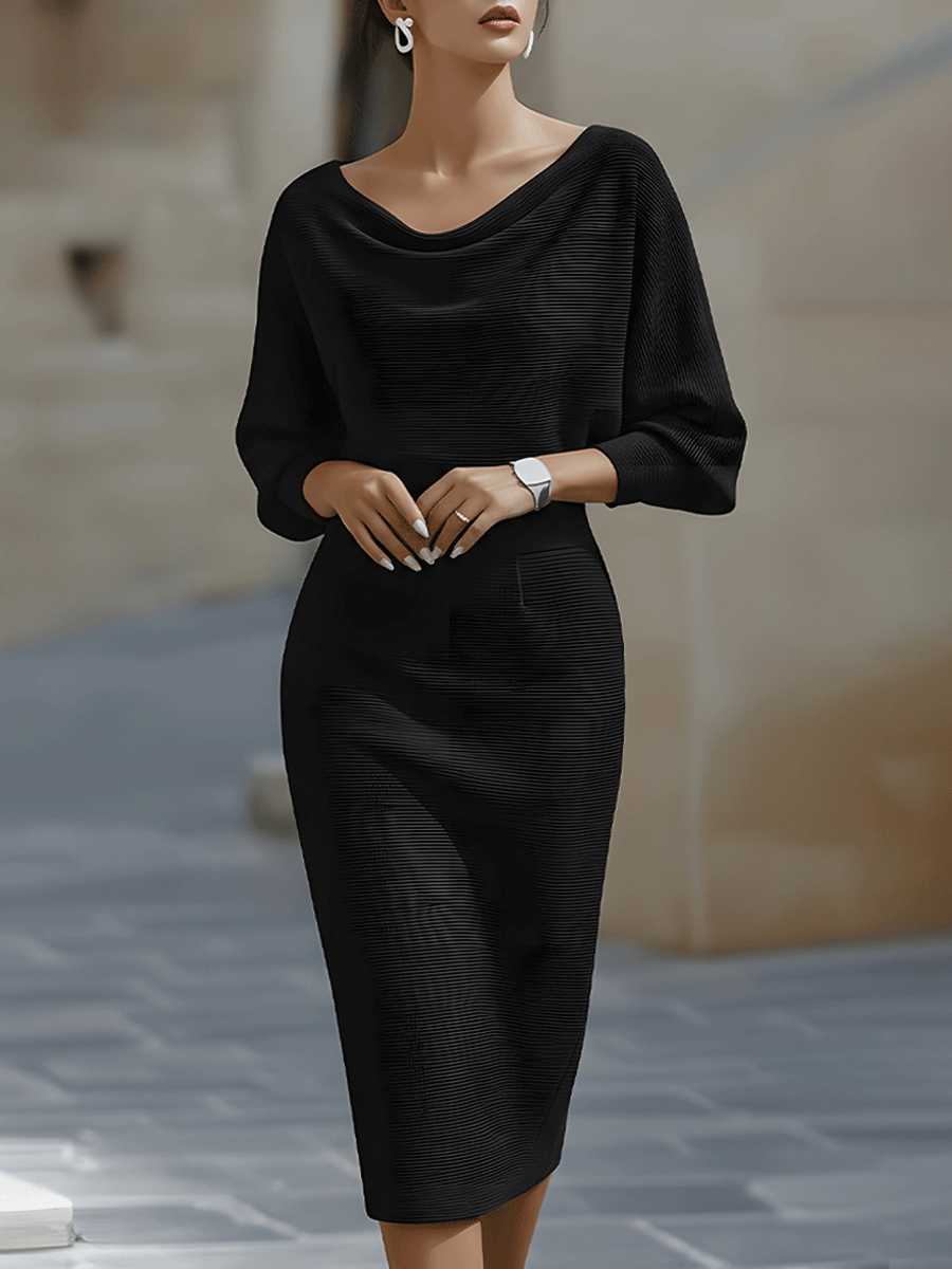 Amalia | Draperet midi-pencilkjole