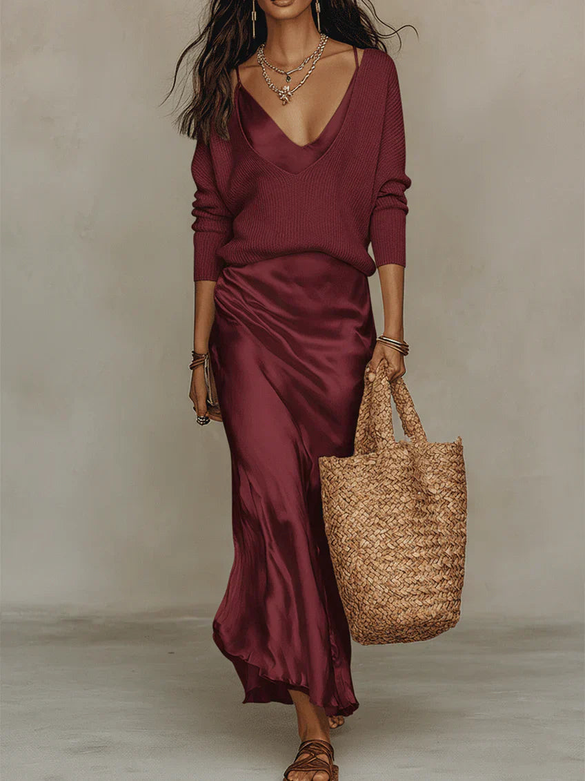Alessia – Elegant midi-kjole i satin