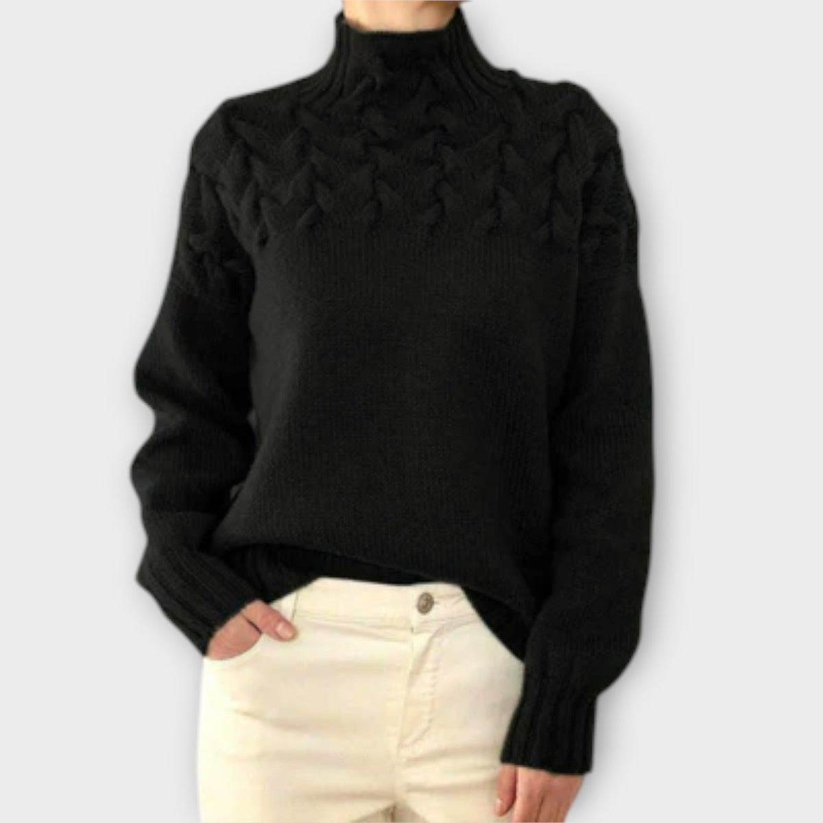 Reema™ - Blød damepullover med fletstrik