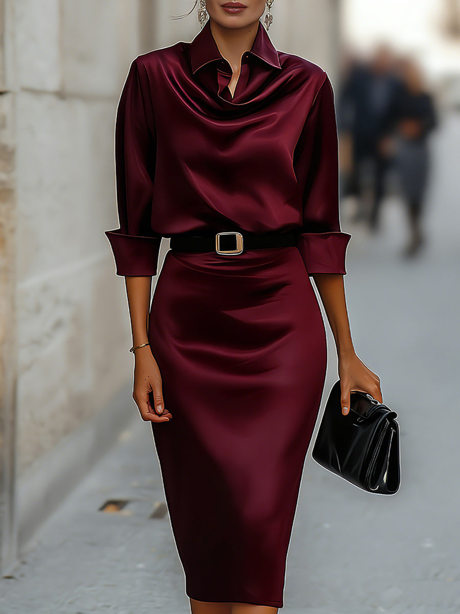 Aurelia | Elegant midi-kjole i satin