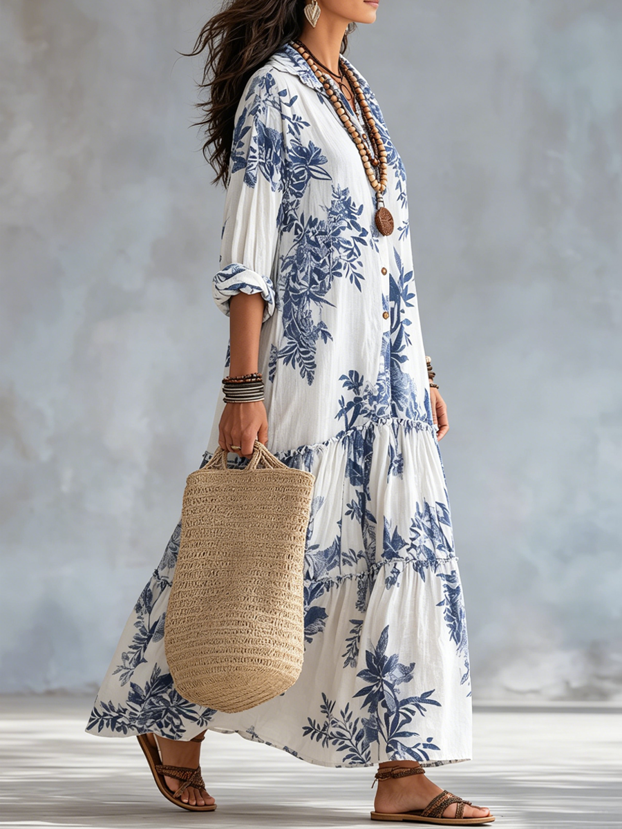 Alvilda – Boheme-maxikjole med blomsterprint