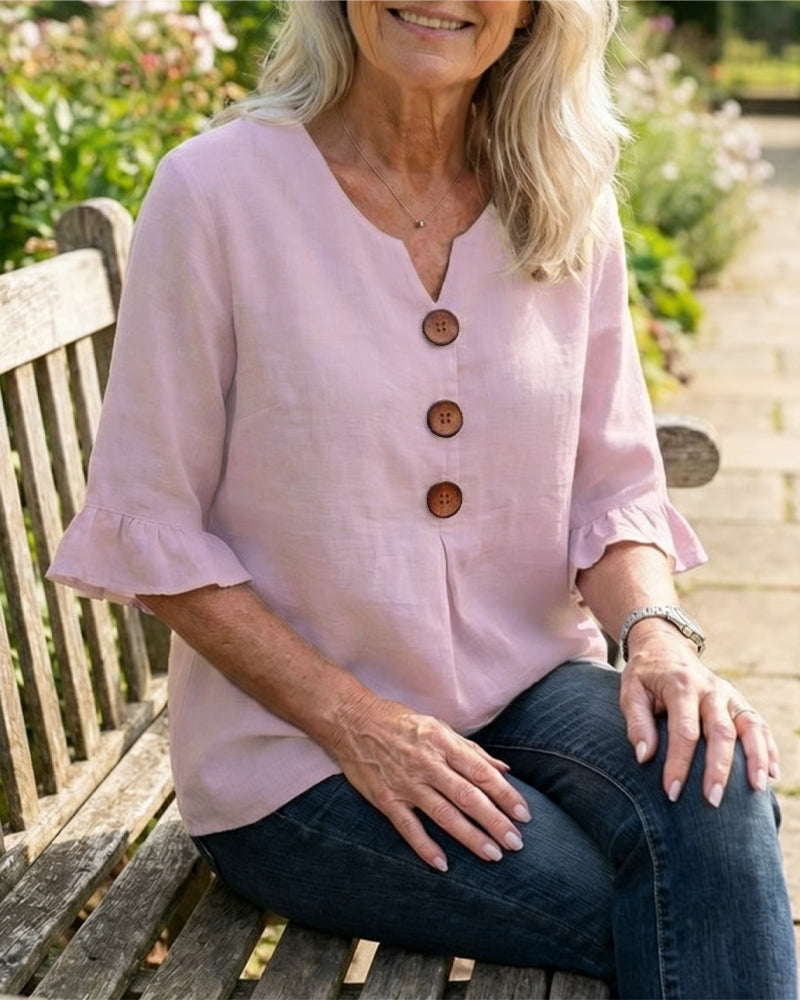 Cynthia | Afslappet ensfarvet bluse