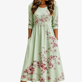 Midi-kjole med lommer – Sage Blossom Grace