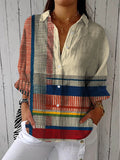 Catherine – Bluse i stribet patchwork