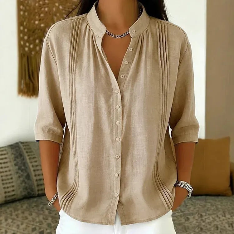Nora – Casual bluse med plisserede detaljer