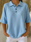 Celena– Komfortabel polo-bluse med vaffelstruktur