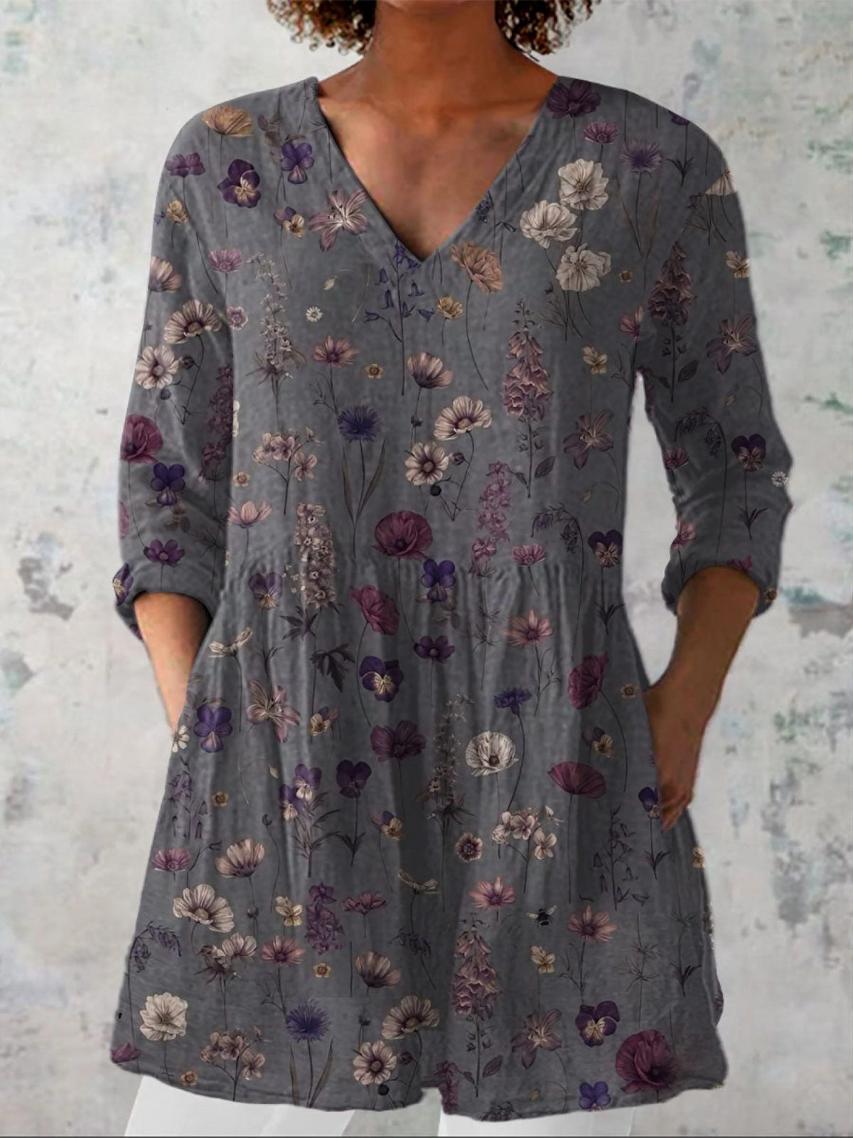 Audrey | Langærmet bluse med V-udskæring