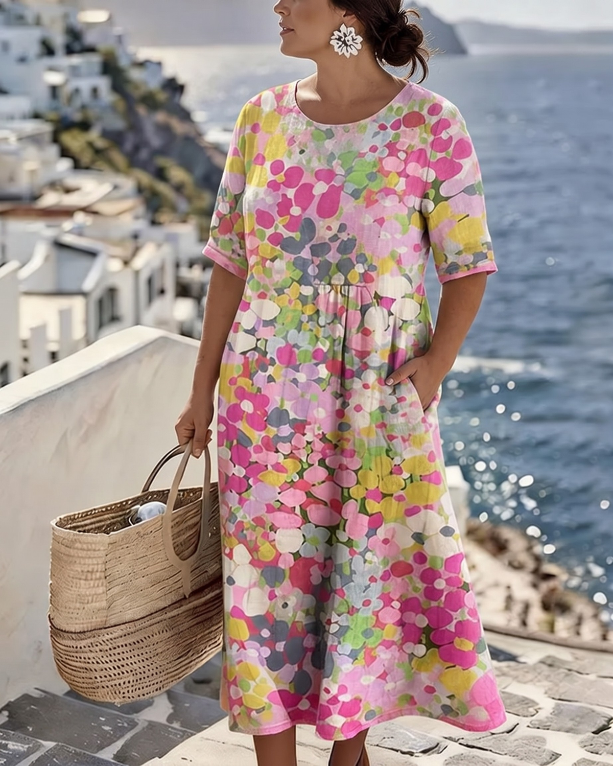 Elena™ | Elegant blomstret sommerkjole i midi-længde