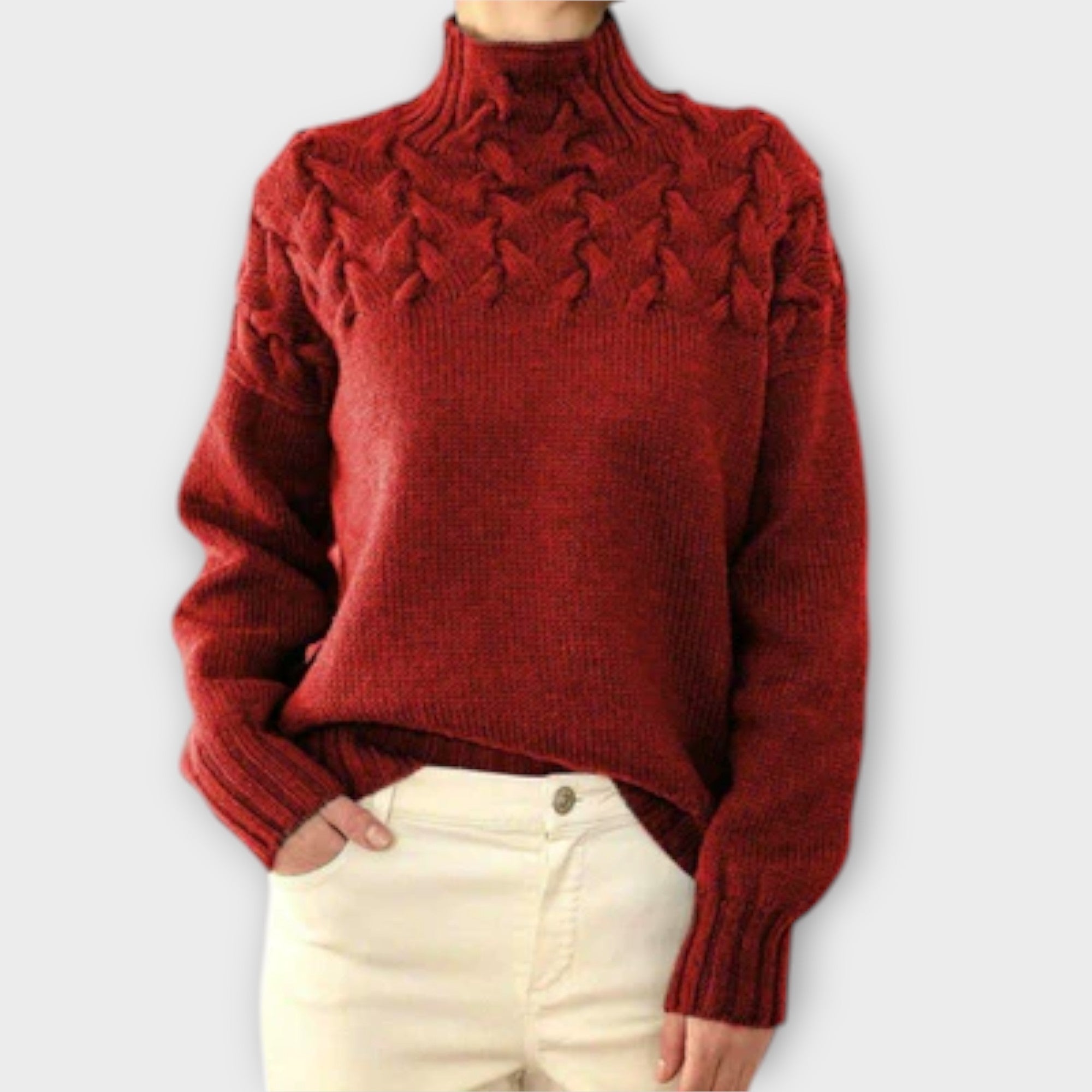 Reema™ - Blød damepullover med fletstrik