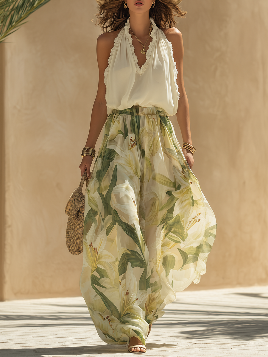 Lyselle™ | Elegant, luftigt sæt med blomsterprint