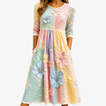Midi-kjole med lommer i pastelfarver fra Bloom Garden