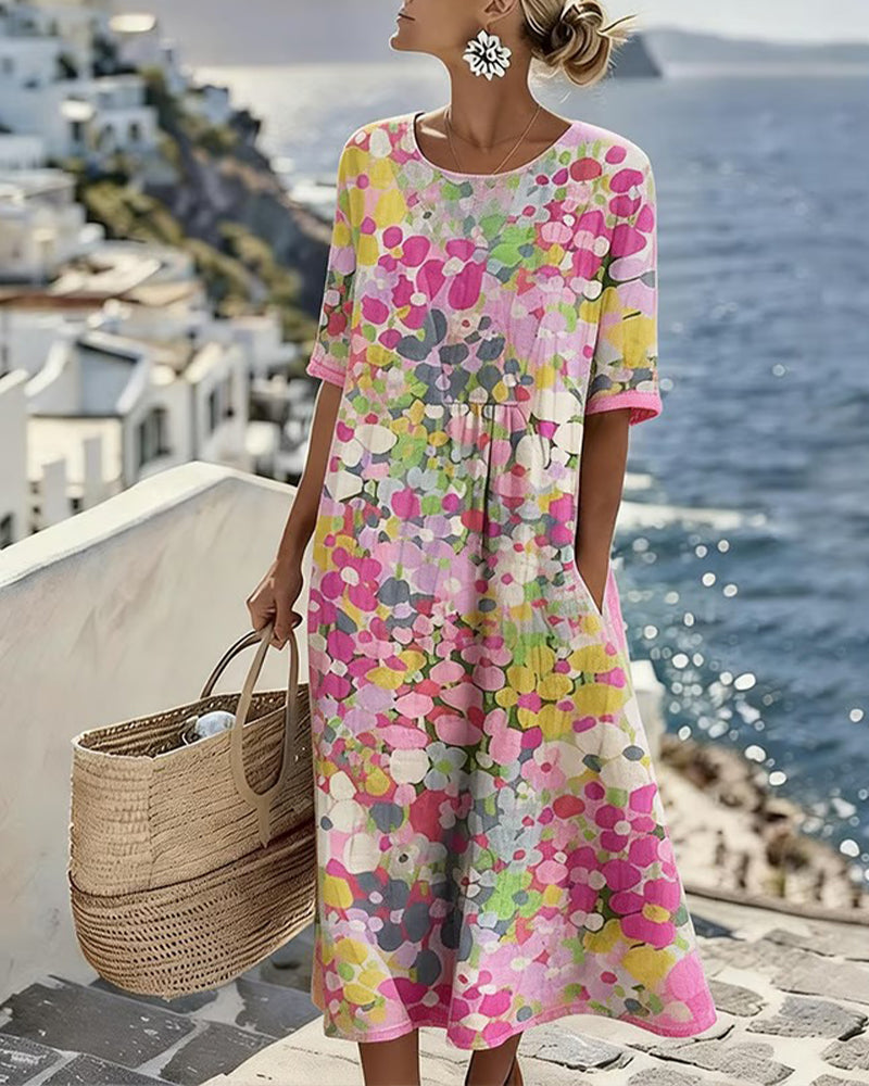 Elena™ | Elegant blomstret sommerkjole i midi-længde