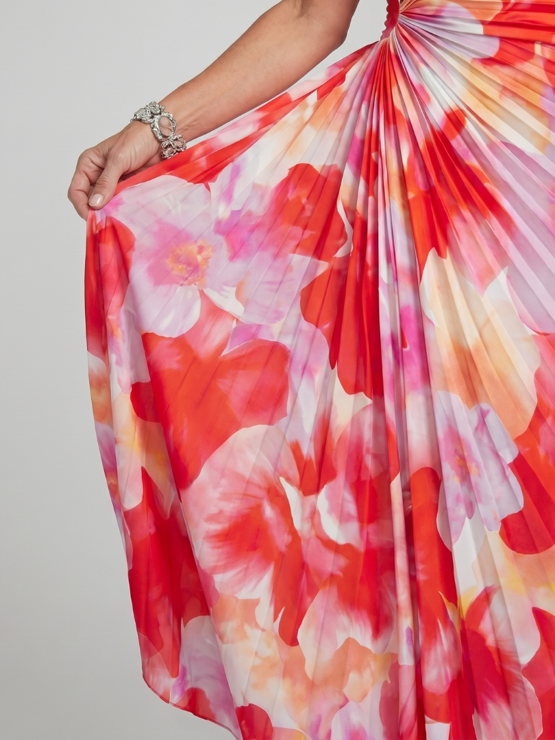 Taya | One-shoulder-kjole med plisseret midi-overdel