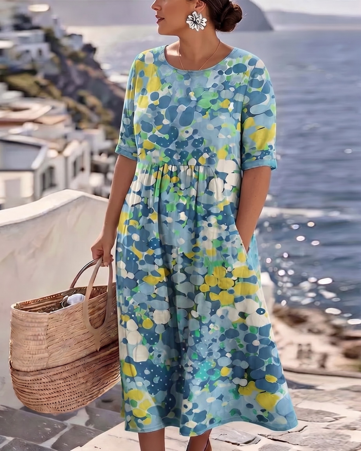 Elena™ | Elegant blomstret sommerkjole i midi-længde