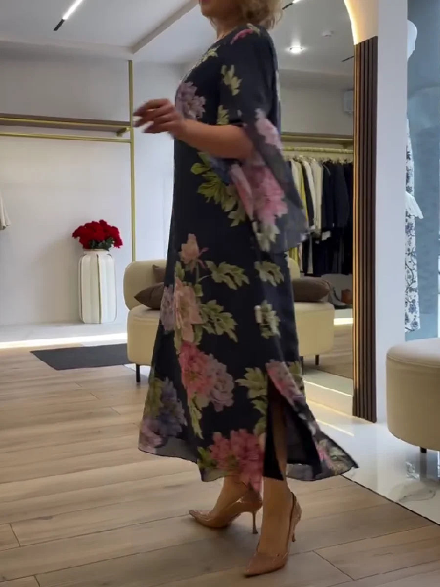 Yael – Maxikjole med blomstermønster