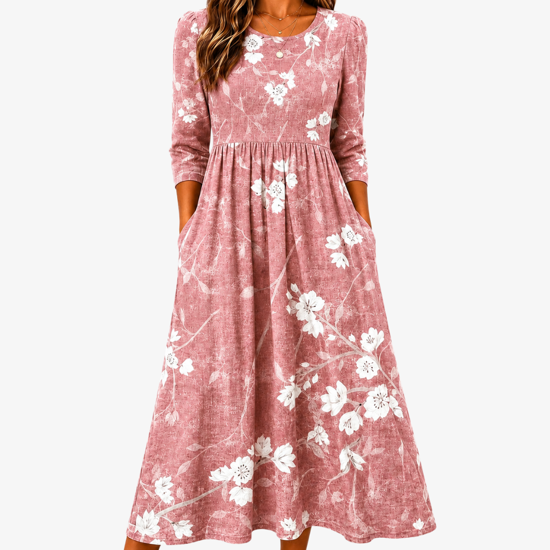 Midi-kjole med lommer – Blush Bloom Grace