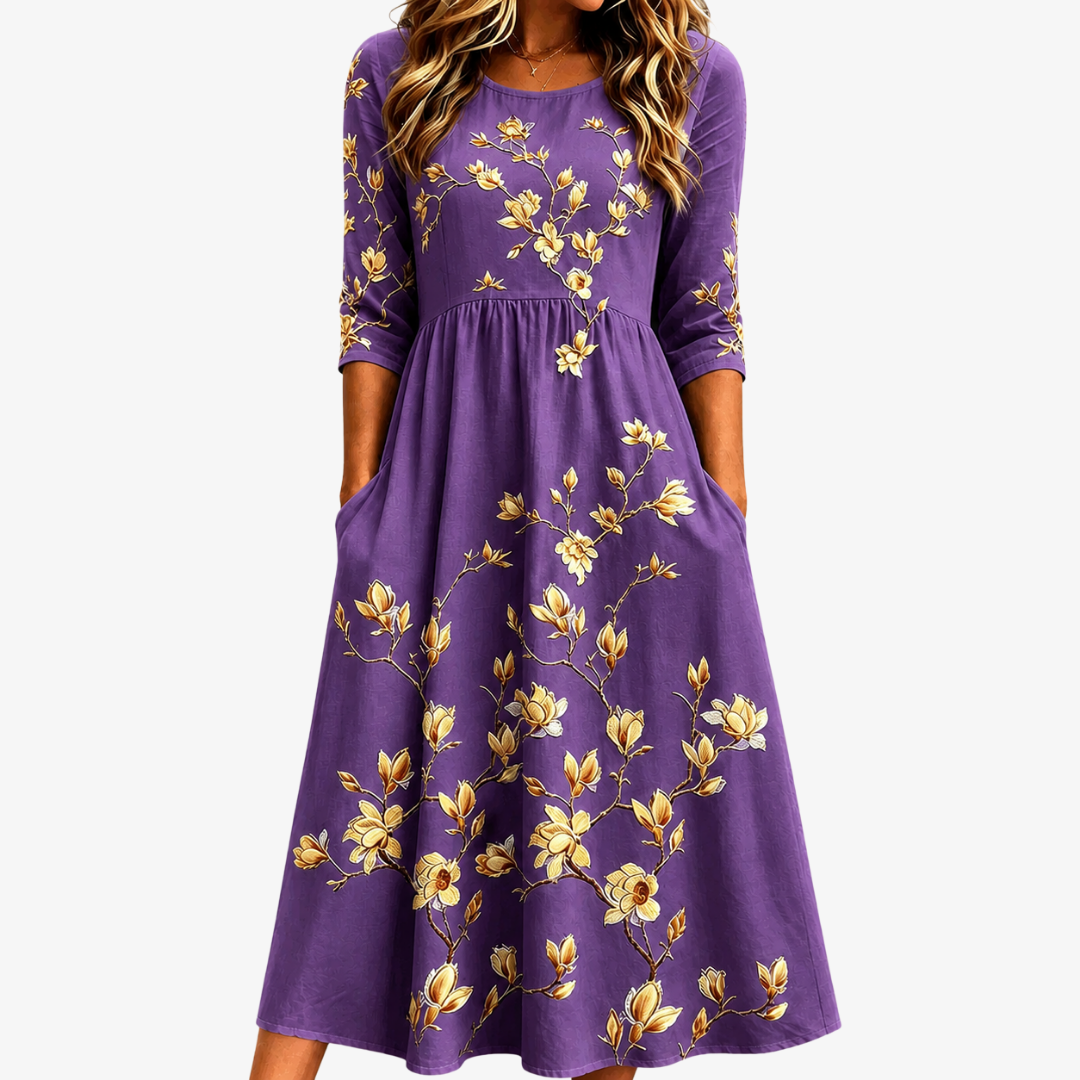 Midi-kjole »Charme« med lommer i farven Golden Magnolia