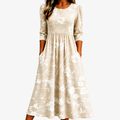 Soft Meadow Blossom midi-kjole til hverdagsbrug