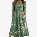 Afslappet midi-kjole med lommer – Evergreen Bloom