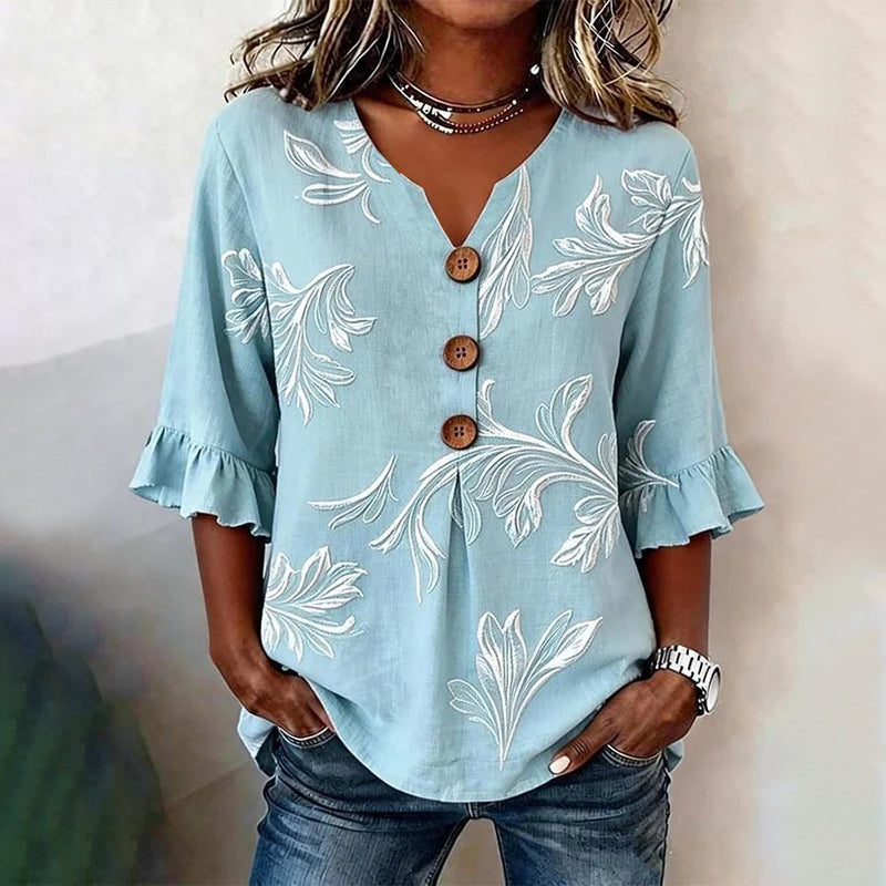 Sandra | Bluse med bladmønster
