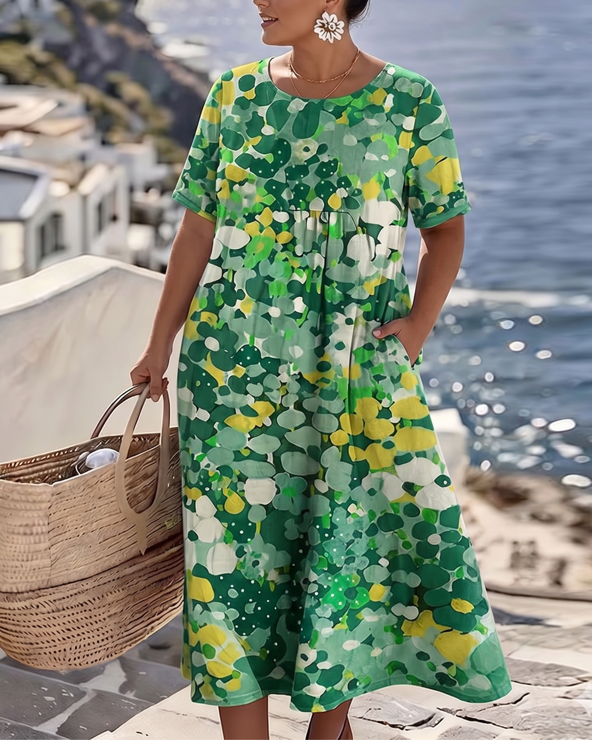 Elena™ | Elegant blomstret sommerkjole i midi-længde