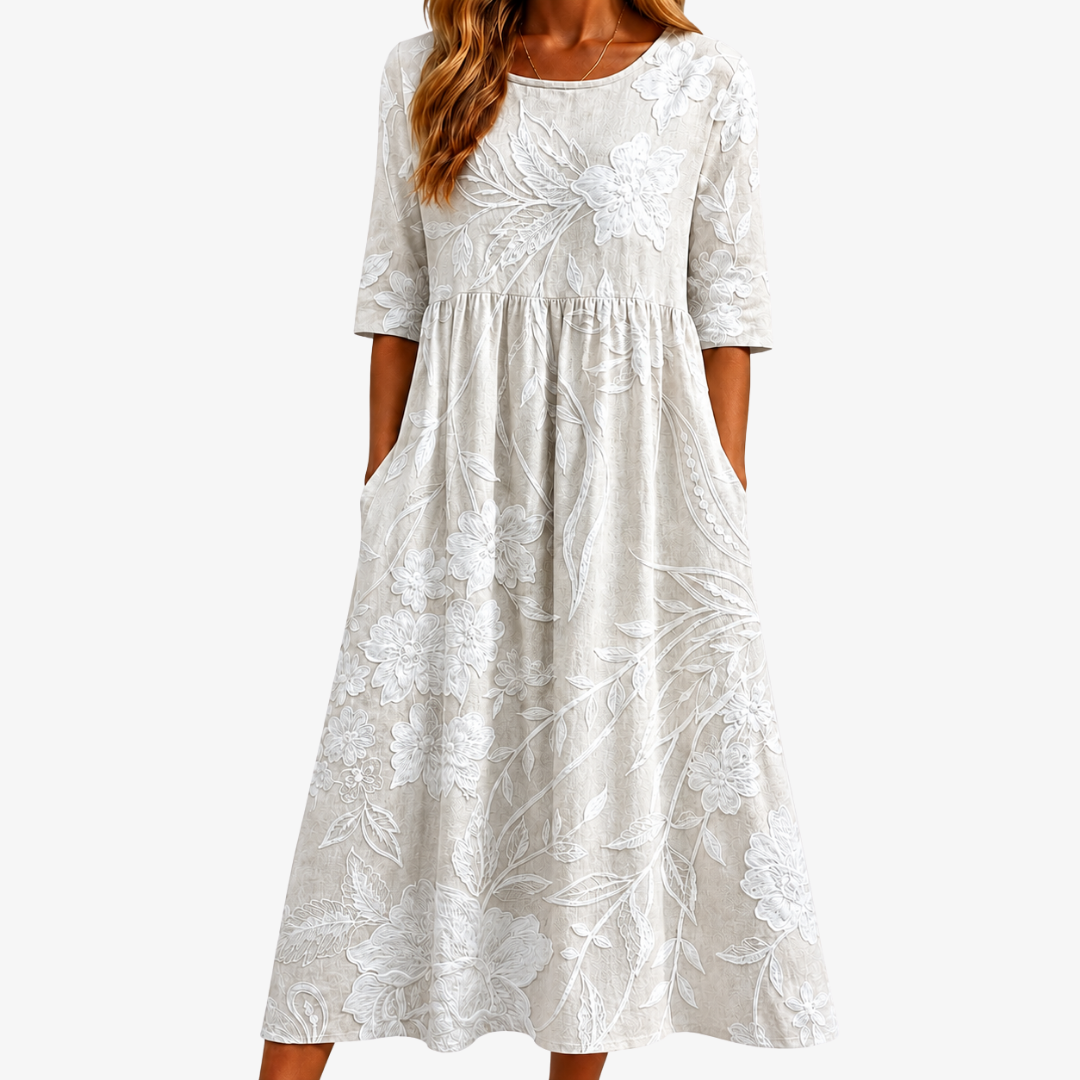 Elegant midi-kjole med lommer fra Whispering Garden
