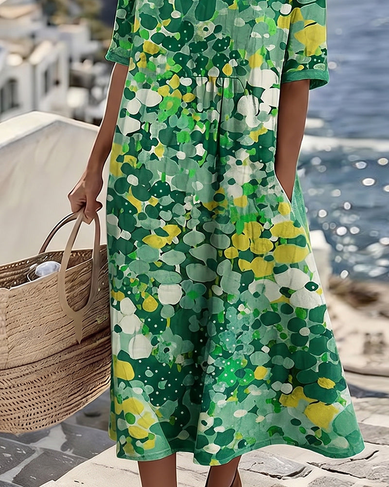 Elena™ | Elegant blomstret sommerkjole i midi-længde