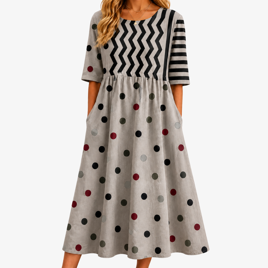 Midi-kjole med lommer og mønster – unisex – Modern Charm