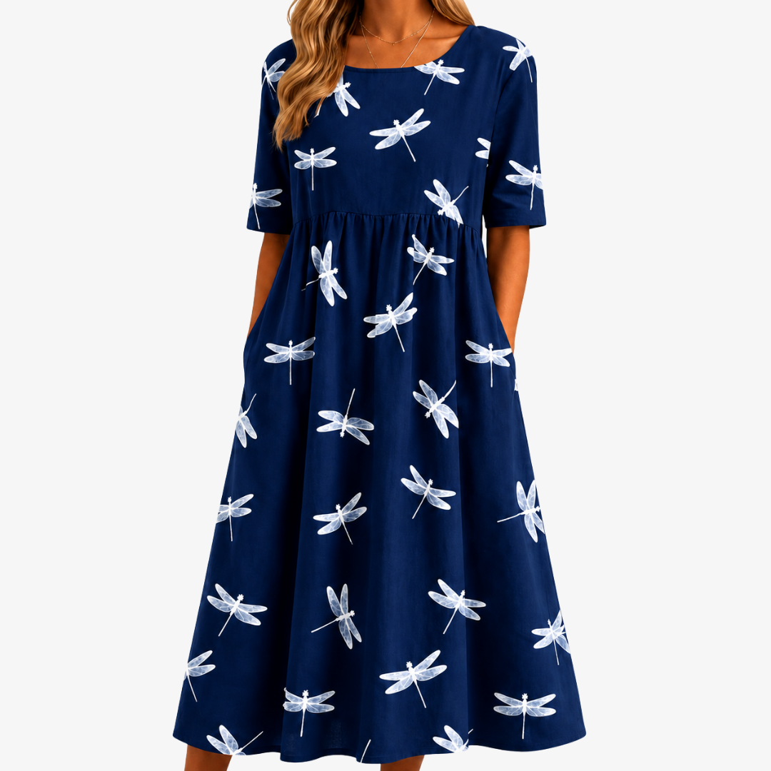 Midi-kjole med lommer – Dragonfly Breeze