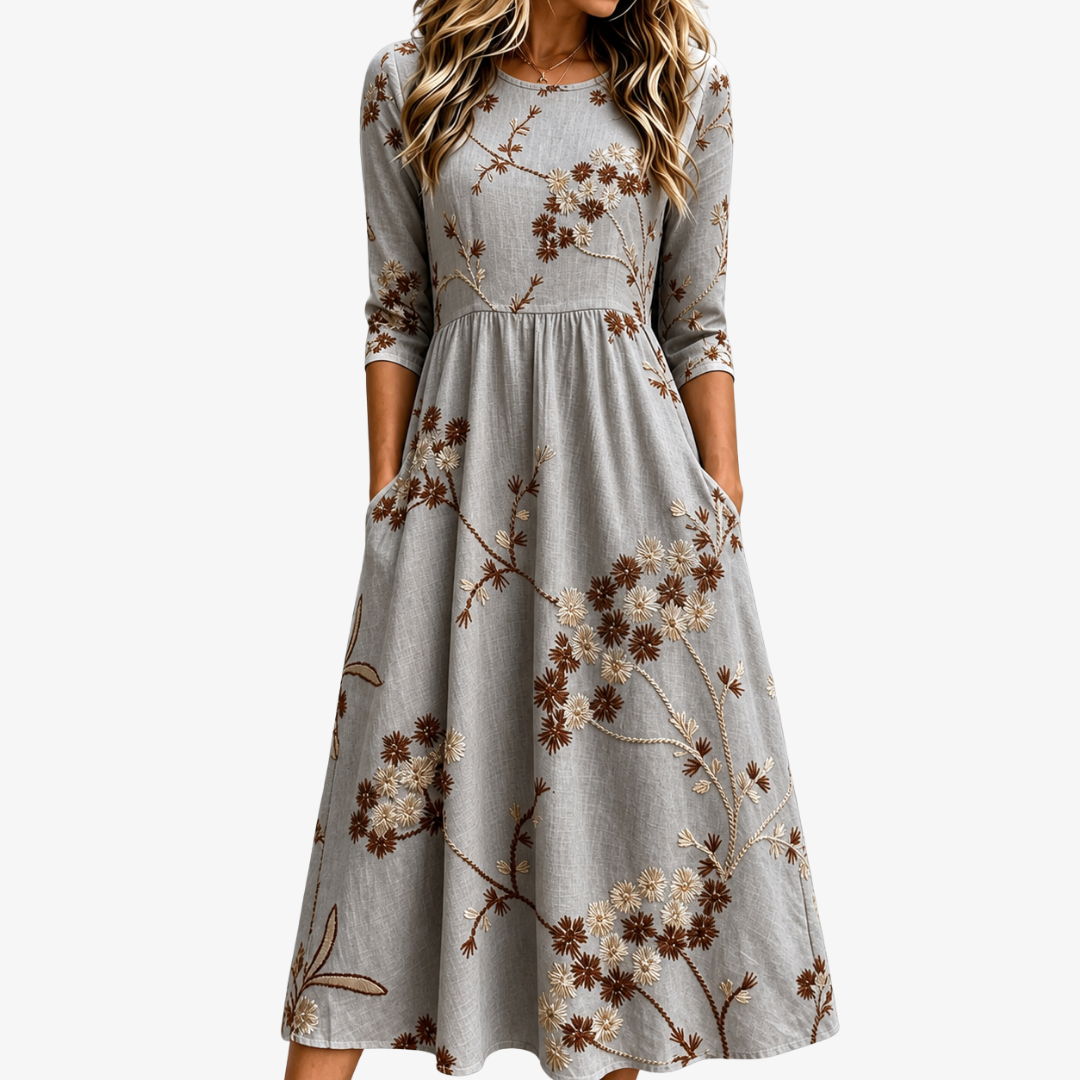Midi-kjole med lommer – Autumn Blossom