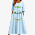Midi-kjole med lommer – Sky Meadow Dragonfly