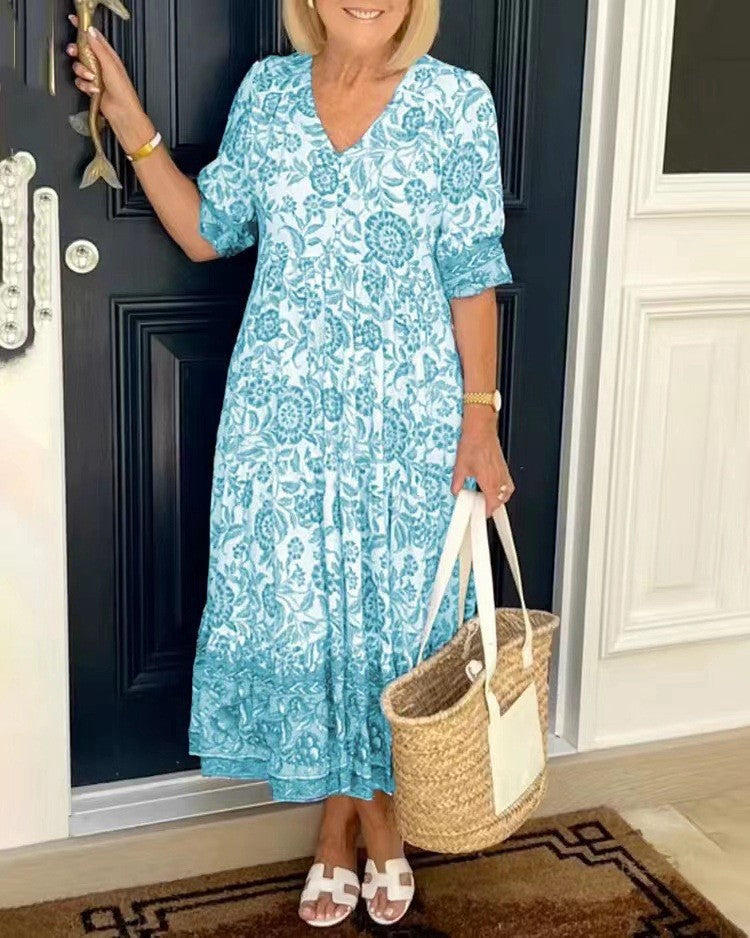 Keisha | Elegant V-udskæring med blomsterprint