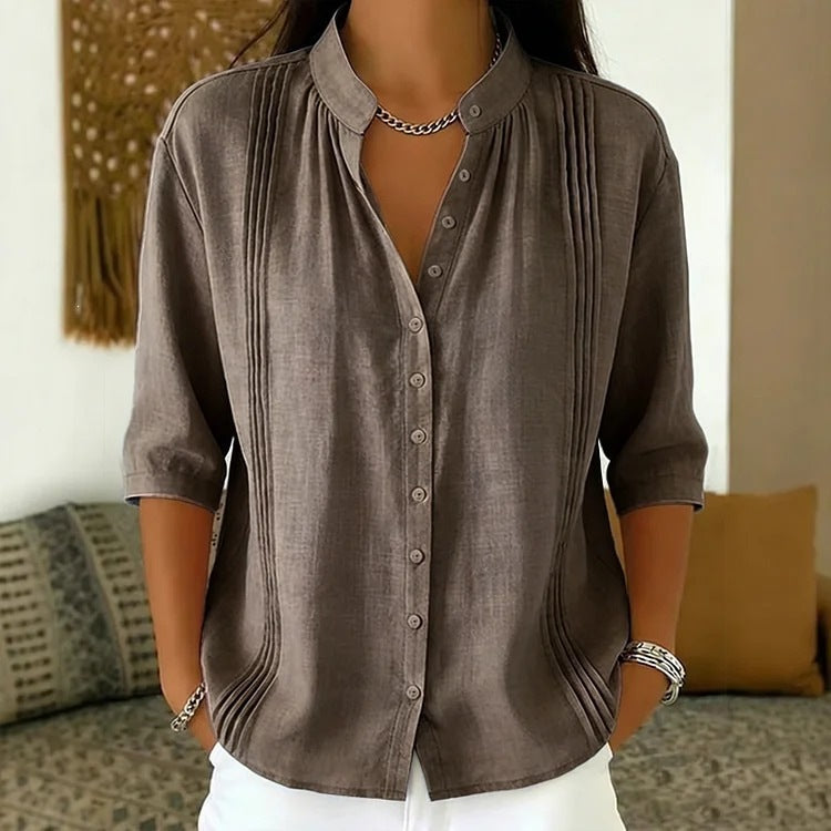 Nora – Casual bluse med plisserede detaljer