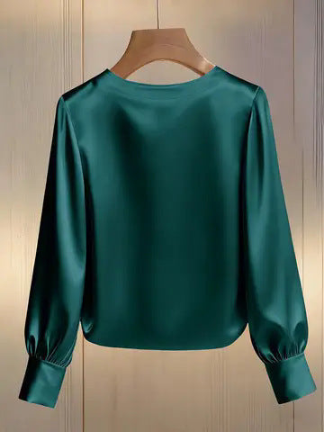 Aveline | Satinbluse med perlekant