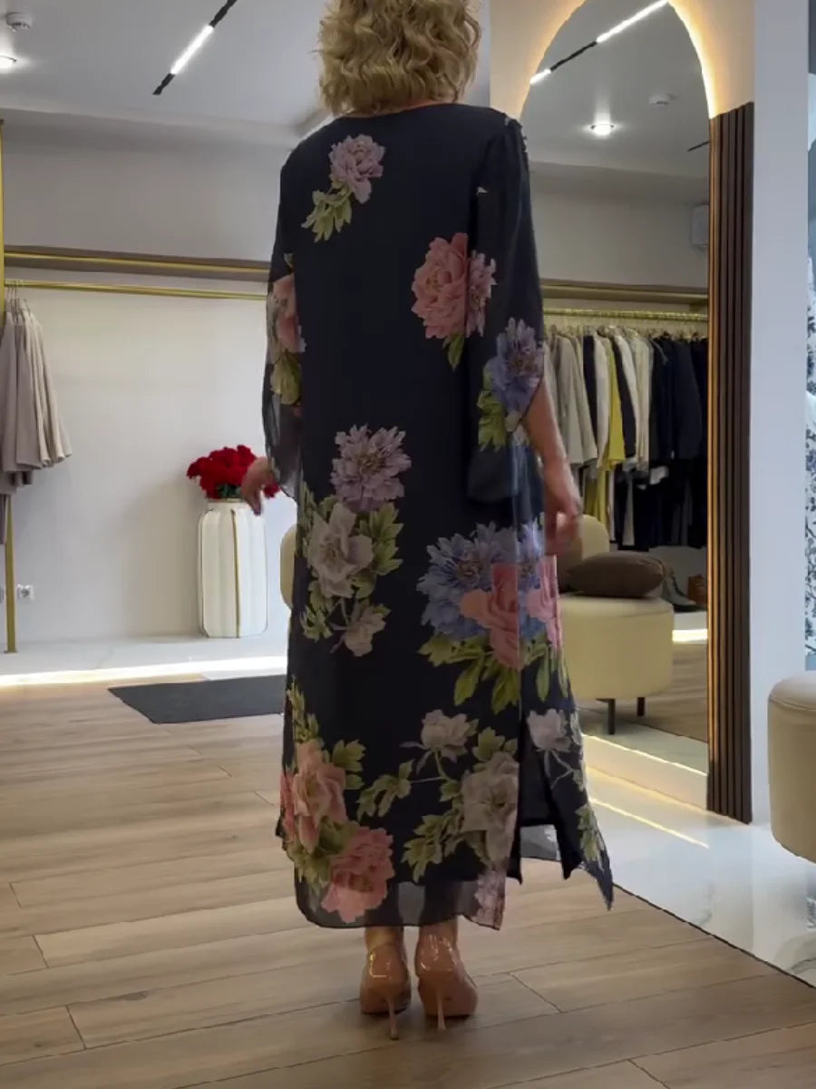 Yael – Maxikjole med blomstermønster